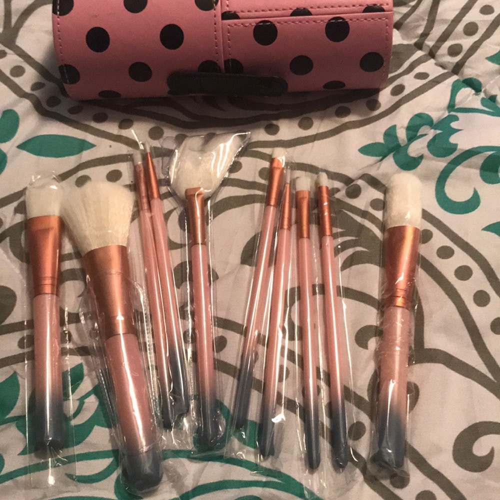 New makeup brush set with carrier